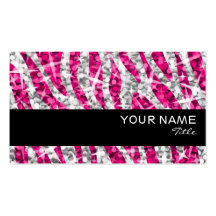 Glitz Zebra Pink  business card black stripe