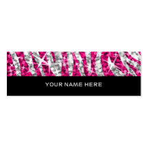 Glitz Zebra Pink business card skinny black