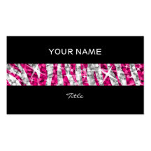 Glitz Zebra Pink stripe black back Business Card