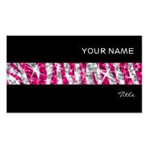 Glitz Zebra Pink stripe business card black