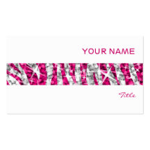 Glitz Zebra Pink stripe business card white