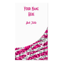 Glitz Zebra Pink white curve portrait Business Cards
