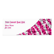Glitz Zebra Pink white curve skinny Business Card Templates