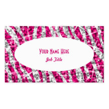 Glitz Zebra Pink white oval business card