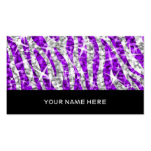 Glitz Zebra Purple business card black
