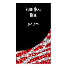 Glitz Zebra Red black curve portrait Business Card Template