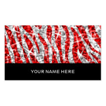 Glitz Zebra Red business card black