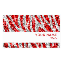 Glitz Zebra Red business card white stripe