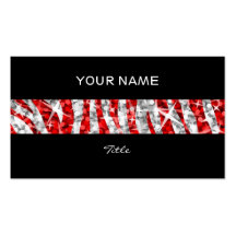 Glitz Zebra Red stripe black back Business Cards