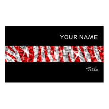 Glitz Zebra Red stripe business card black