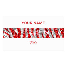 Glitz Zebra Red stripe white back Business Card Templates