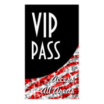 Glitz Zebra Red 'VIP Pass' black curve portrait Business Card
