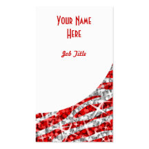 Glitz Zebra Red white curve portrait Business Card Templates