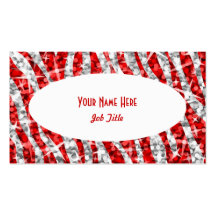 Glitz Zebra Red white oval business card