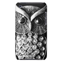 Glitzy Jewelled Metal Owl iPod Case-Mate Case