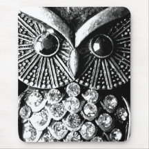 Glitzy Jewelled Metal Owl Mouse Pad