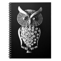 Glitzy Jewelled Metal Owl Notebook