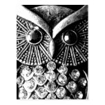 Glitzy Jewelled Metal Owl Post Cards