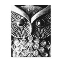 Glitzy Jewelled Metal Owl Post Cards