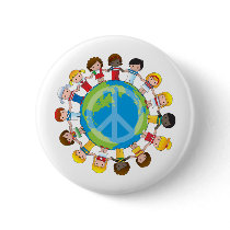 Global Children Pinback Button