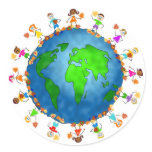 Global Fall Kids Round Sticker