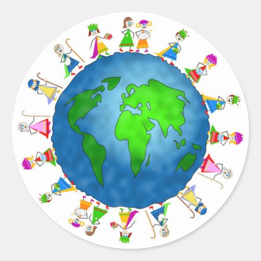 Global Nativity Kids Round Sticker