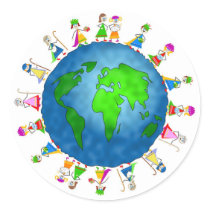 Global Nativity Kids Round Sticker