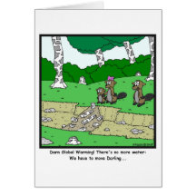 Global Warming: Beaver cartoon Greeting Card