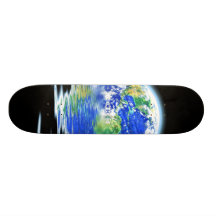 Global Warming Flooded Earth Illustration Skateboards