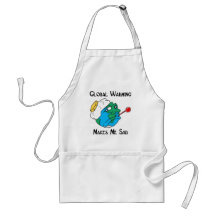 global warming makes me sad apron
