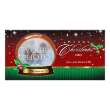 Globe 2 personnalisables de neige de Joyeux Noël Photocarte Personnalisée