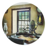 Globe, Books and Lamps Round Sticker