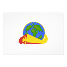 Globe de camion de camion de livraison rétro invitations personnalisables