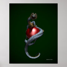 GLOBE de DRAGON - écarlate (verticale) Affiche