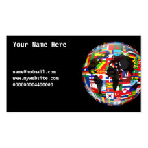 Globe de drapeau, votre nom ici, modèle de carte de visite