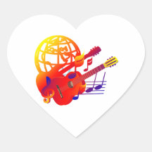 Globe guitars gradient heart stickers