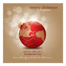 Globe Ornament Holiday Card Announcements