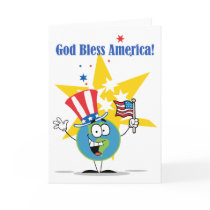 Globe with American Flag Card
