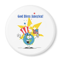 Globe with American Flag Refrigerator Magnets