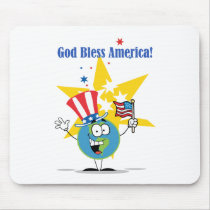 Globe with American Flag Mouse Pads