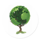 Globe world tree concept stickers