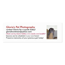 Gloria's Pet Photography business cards