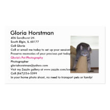 Gloria's Pet Photography business cards