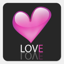 Glossy heart square sticker