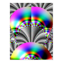 Glossy Rainbow Fractal Postcard