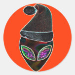Glowing Alien Santa Sticker