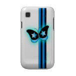 Glowing Blue & Black Butterfly & Stripes On White Samsung Galaxy S Case