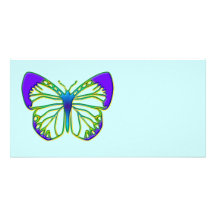 Glowing Blue Butterfly Photo Greeting Card