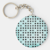 GLOWING BLUES MORNING LIGHT BLACK CIRCLES POLKADOT KEYCHAINS