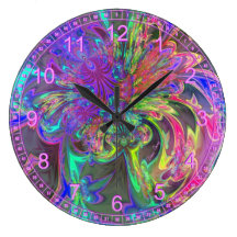 Glowing Burst of Color – Abstract Teal Violet Deva Wall Clock
